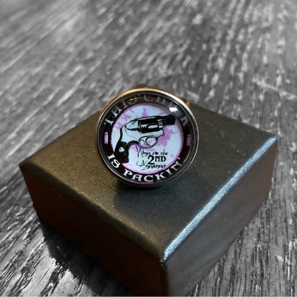 🇺🇸”This Chick Is Packin’” 2nd Amendment Adjustable Silver Ring! - Picture 4 of 9